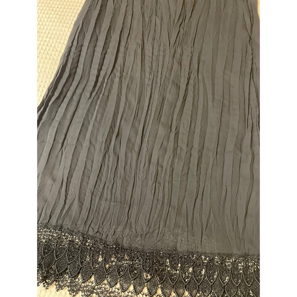 VTG Cher Jacque Y2K Black Crinkle Lace Detailed Whimsy Goth Midi Slip Dress Lg - Picture 15 of 16